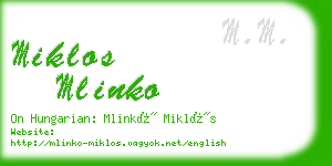 miklos mlinko business card